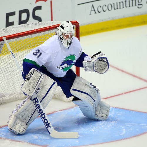 Game Worn Goalie Mask AHL CT Whale Bauer NME 9 FIT 2