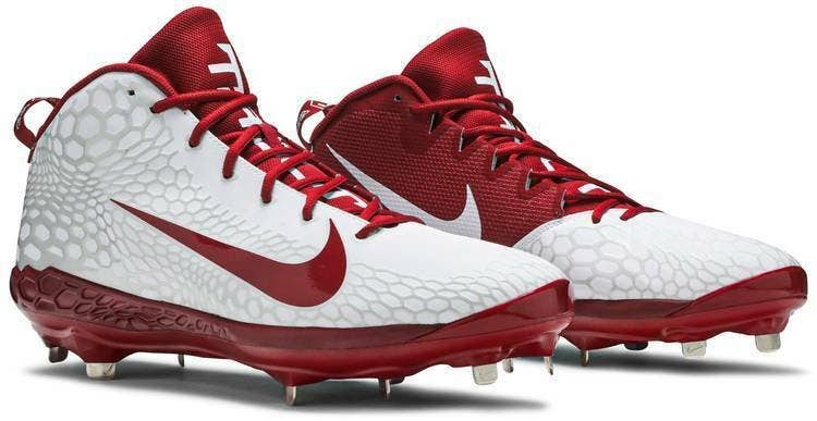NIKE MIKE TROUT PRO 5 V METAL BASEBALL CLEATS SHOES 9.5 BRAND NEW RED WHITE HTF RARE MID-TOP NICE
