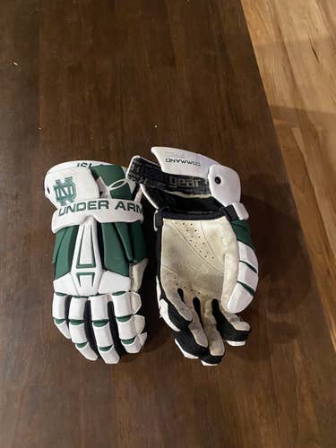 White Used Player's Under Armour 13" Command Pro Lacrosse Gloves