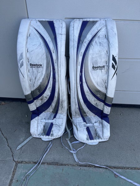 White Used Senior 36" Reebok Premier Series III Goalie Leg Pads