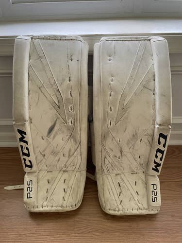 White Junior 26" CCM Premier P2.5 Goalie Leg Pads
