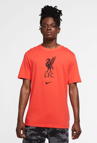 NIKE Liverpool FC Crest "Evergreen" 2020-21 Size L Crimson FB/Soccer T Shirt Casual New