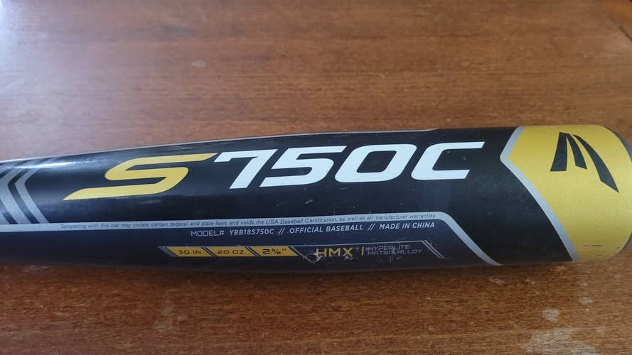 Used 2019 Easton 2 Piece Alloy S750C Bat (-10) 20 oz 30"