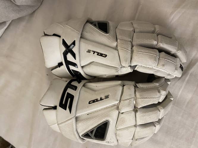White Used Player's STX 12" Cell II Lacrosse Gloves
