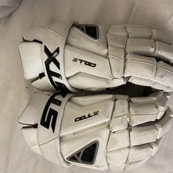 White Used Player's STX 12" Cell II Lacrosse Gloves