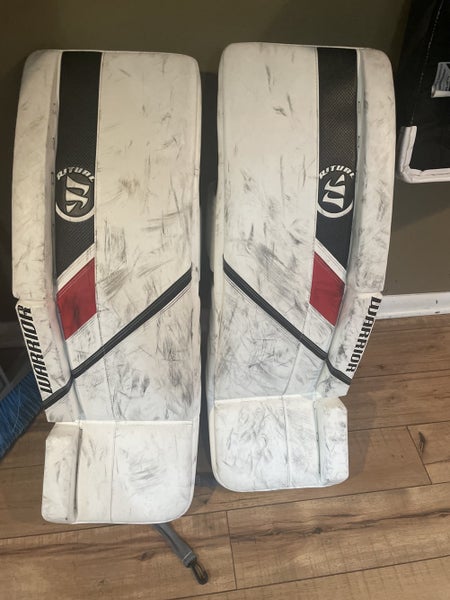 White Senior 34" Warrior Pro Stock Ritual G5 Goalie Leg Pads