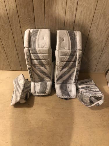 White Intermediate 32" Bauer  RX8 Goalie Leg Pads