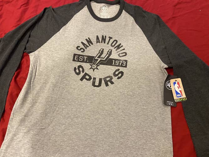 NBA San Antonio Spurs Baseball Jersey Style T-Shirt By ‘47 Brand XXL - NEW NWT