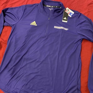 NCAA Washington Huskies Purple Adidas 1/4 Zip Pullover Large * NEW NWT
