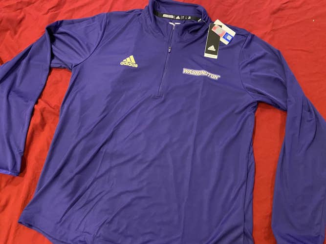 NCAA Washington Huskies Purple Adidas 1/4 Zip Pullover Large * NEW NWT