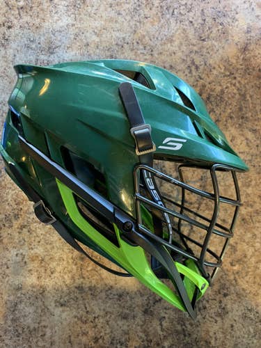 Used Cascade S. Forest shell, lime chin/washer, black cage & strap. OSFM