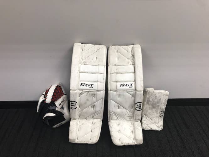 White Used Senior 33" Warrior Ritual GT Goalie Full Set