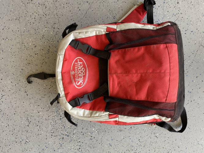 Red Used Louisville Slugger Baseball Backpack
