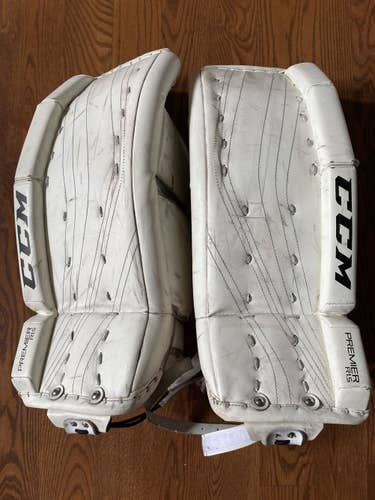 White Used 24+1" CCM Premier R1.5 Goalie Leg Pads