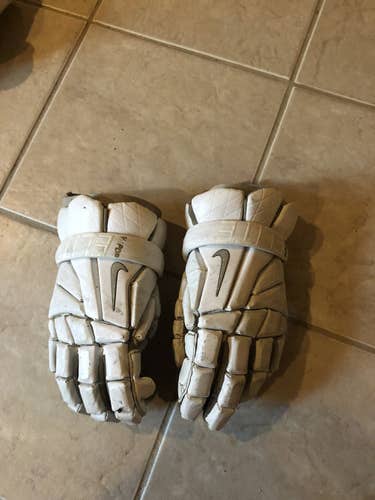 White Used Nike 13" Lacrosse Gloves