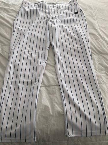 White Adult Men's New XXL 44x32 New Balance Baseball Pants Blue stripes