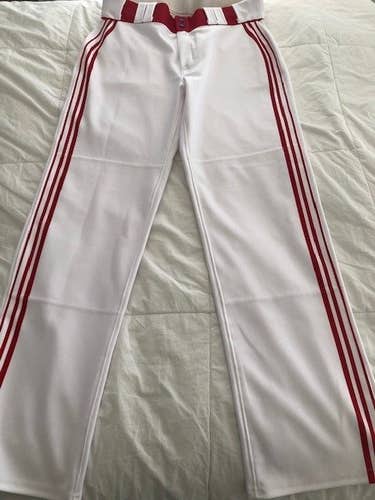White Adult Men's New Large Alleson Baseball Pants Red pipe stripes