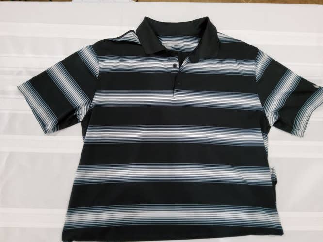 Black/White/Gray Adult Men's Used Large Nike Dri-Fit Golf Shirt