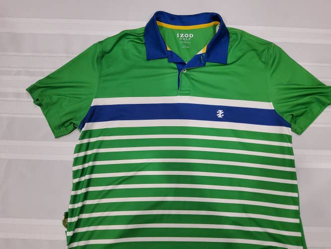 Green/White/Blue Adult Men's Used Large IZOD Golf Shirt
