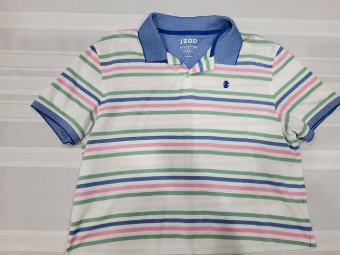 White/Blue/Green/Pink Adult Men's Used Large IZOD Golf Shirt