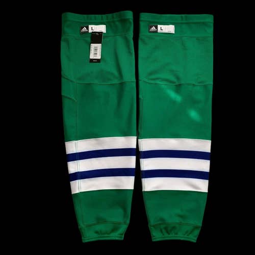 HARTFORD WHALERS HURRICANES RETRO LARGE EDGE SOCKS ADIDAS GREEN NEW IN BAG