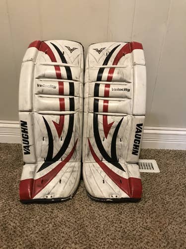White Junior 26" Vaughn  Velocity V5 Goalie Leg Pads