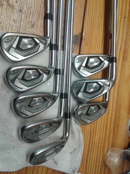 Used Men's Callaway Left Hand Rogue Iron Set R Flex Steel Shaft 4-PW, AW and Wilson Triton Driver