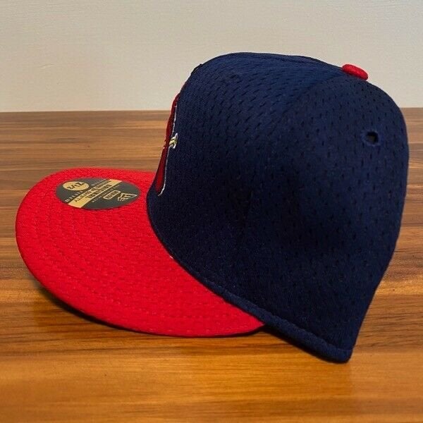 Vintage St Louis Cardinals Hat Cap Mens Fitted 7 New Era 59Fifty Blue Red  Mesh ^