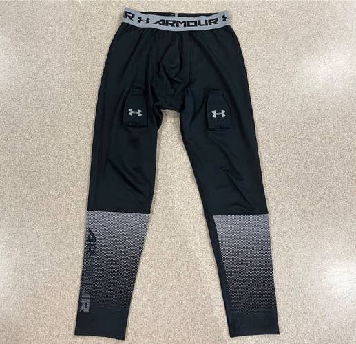 Under Armour Hockey YLG youth large Compression Jock Pants -hockey sock Velcro tabs & shin pad grips