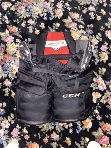 Black Used Large CCM Extreme Flex II Shield Pro Hockey Goalie Pants