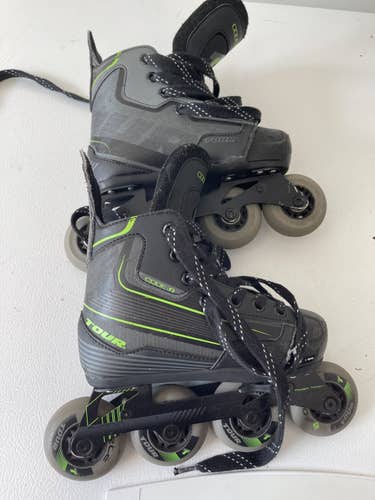 Tour Hockey CODE 9 Youth Adjustable Inline Hockey Skate, Black, Medium 1-4