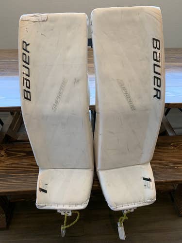 White Senior XL Bauer Supreme 1S Goalie Leg Pads