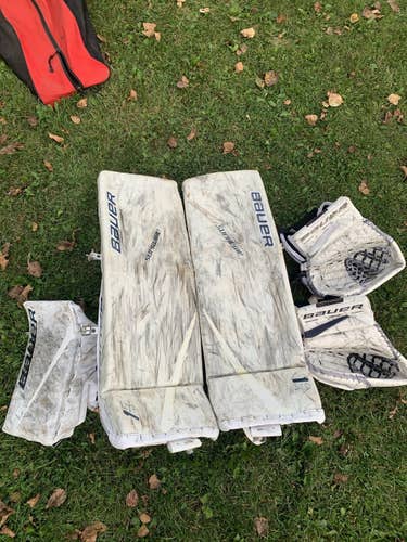 White Senior 35" Bauer Pro Stock Supreme 1S Goalie Leg Pads