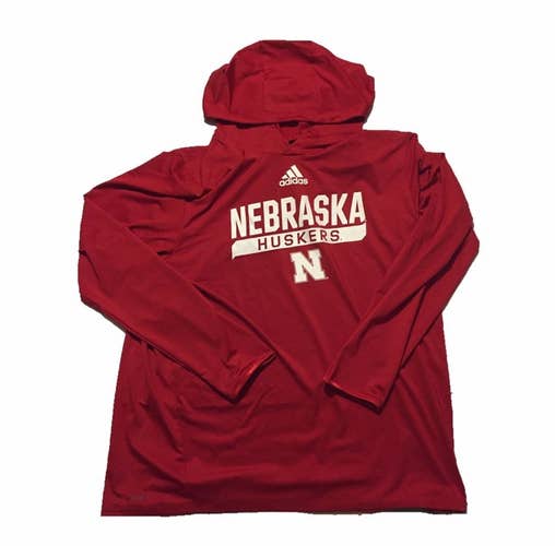 Adidas Nebraska Cornhuskers Long Sleeve Hooded Shirt
