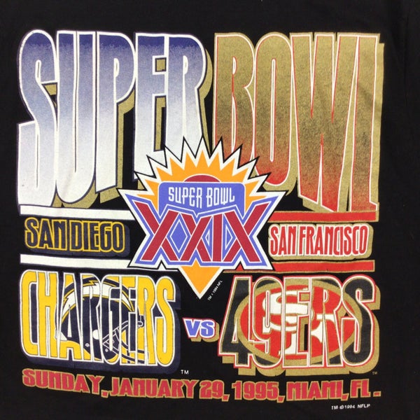 San Diego Chargers T-Shirt Vintage 1995 Super Bowl XXIX NFL Sport Football  Team