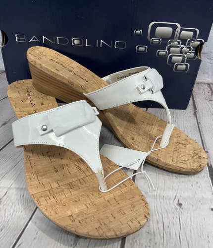 Bandolino Women’s Be Heard Cork Wedge Sandals Size 10 Leather Upper New With Box
