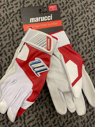 Marucci Crest Large White/Red batting gloves
