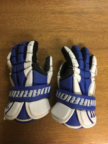 Blue Used Player's Warrior Mac-D Lite 2 Lacrosse Gloves 13"