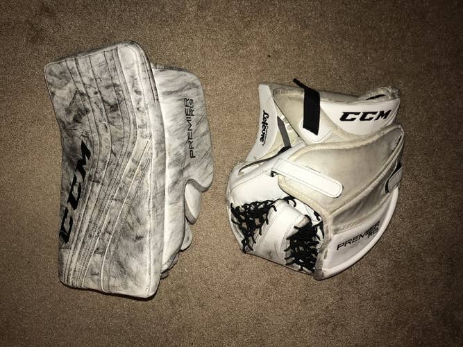 CCM Premier R1.9 Hockey Goalie Glove & Blocker Set White