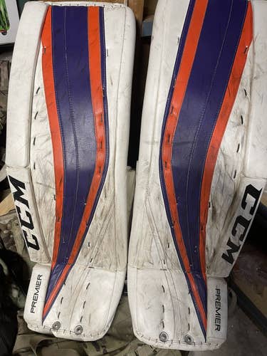 White Senior 36" CCM Premier Pro Goalie Leg Pads