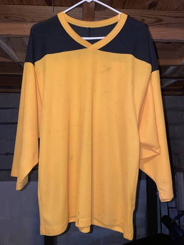 Yellow/Gold & Black Blank Hockey Jersey Size M