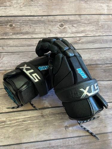 Black Used Player's STX K18 Lacrosse Gloves 10"