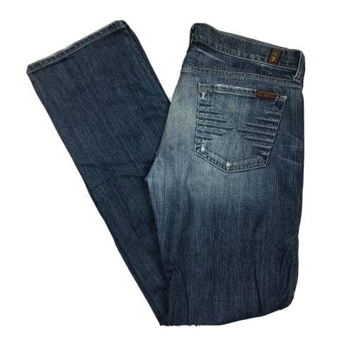 7 for All Mankind Colette Straight Leg Denim Jeans Medium Wash Women's 30x32
