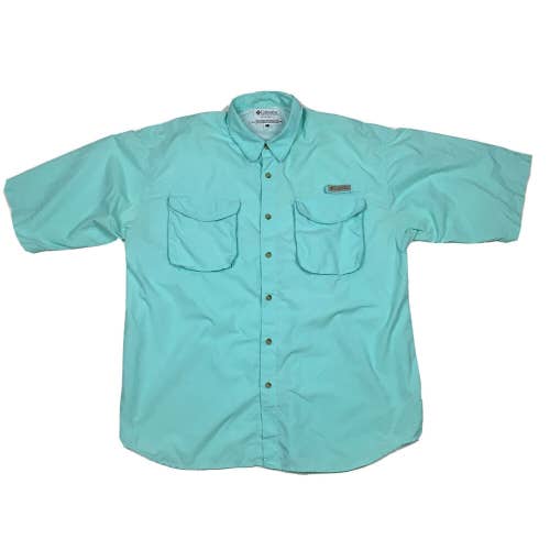 Columbia Performance Fishing Gear PFG Vented Short Sleeve Button Up Shirt Green