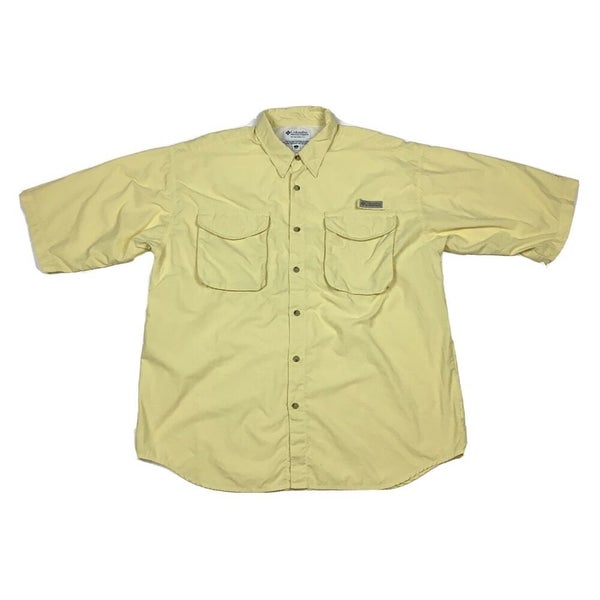 Columbia PFG Fishing Gear Vented Yellow Button Shirt Size Large L