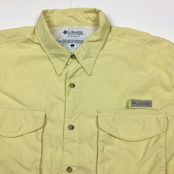 Columbia, Shirts, Columbia Pfg Fishing Shirt Short Sleeve Cotton Vented  Yellow