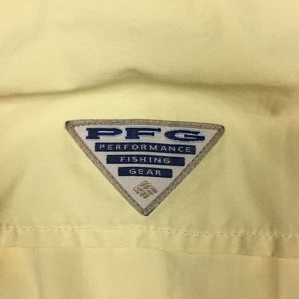 Columbia Performance Fishing Gear PFG Vented Short Sleeve Button Up Shirt  Yellow