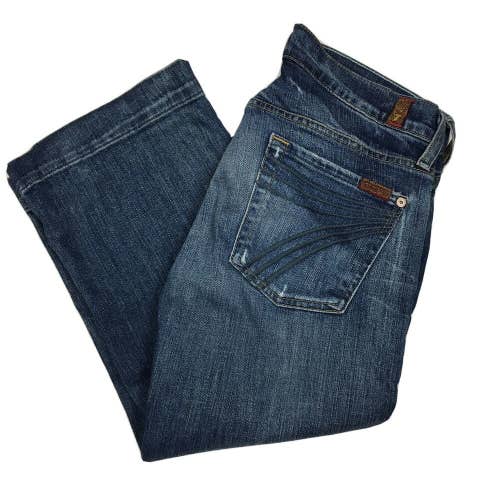 7 for All Mankind Crop Dojo Denim Blue Jean Shorts Capri Pants Women's 29