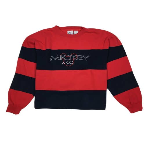 Vintage 90s Disney Mickey & Co Crewneck Sweatshirt Horizontal Stripe Size XL