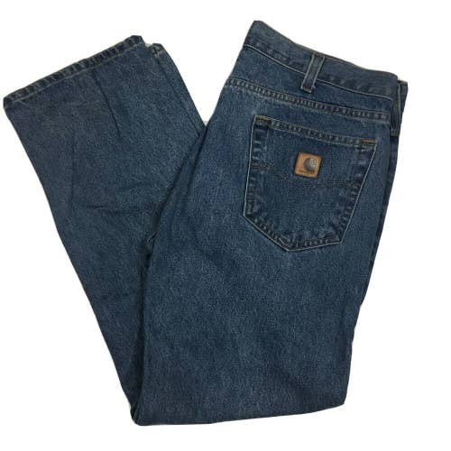 Vintage Carhartt Relaxed Fit Denim Blue Jeans Dark Wash Workwear Men's 38x39